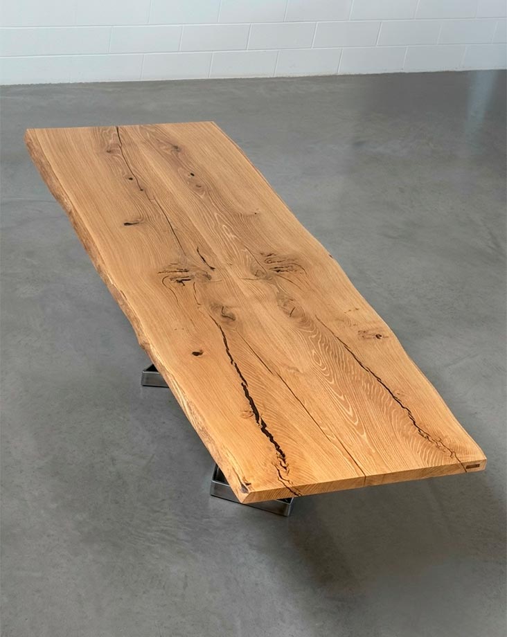 Tavolo con piano in asse doppia di Rovere